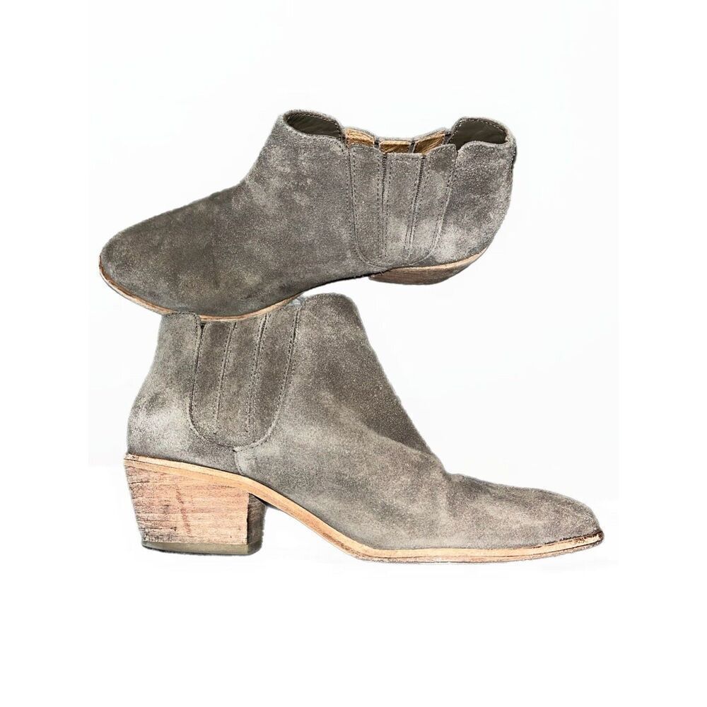 Joie Barlow Suede Taupe Block Heel Chelsea Boots Bootie, size 6.5